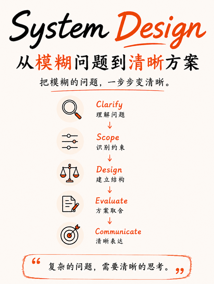Poster for the in-person System Design workshop: From Ambiguous Problems to Clear Designs